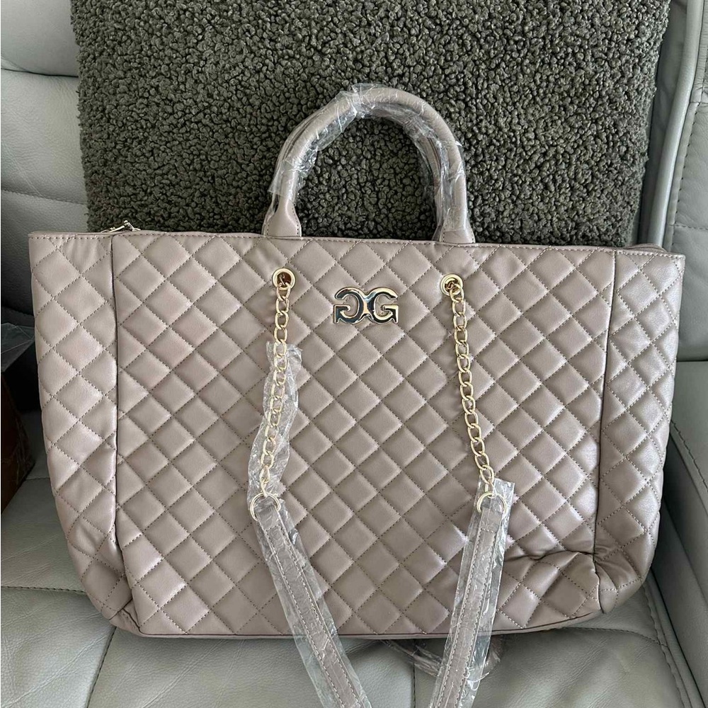 Chic Quilted Taupe Tote Bag